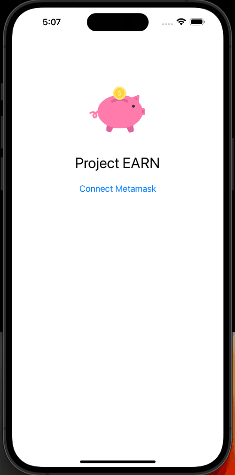 ProjectEarn Login Screen